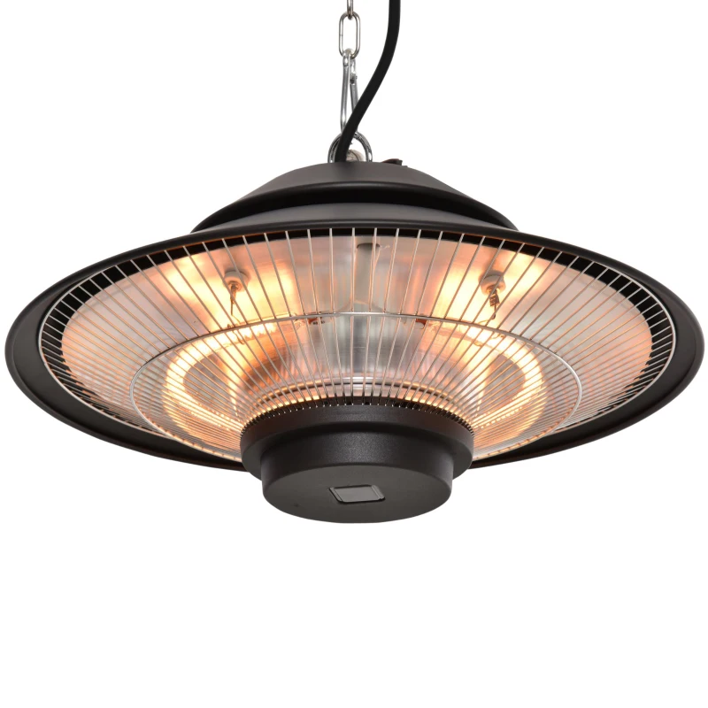 Outsunny 1500W Electric Patio Heater Aluminium Ceiling Mounted Heater with Infrared Remote Control for Indoor and Outdoor Use, Black