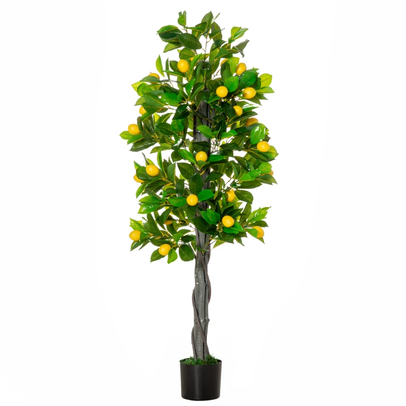 HOMCOM Artificial Lemon Tree Fake Decorative Fruits Plant in Nursery Pot for Indoor Outdoor Décor, 135cm