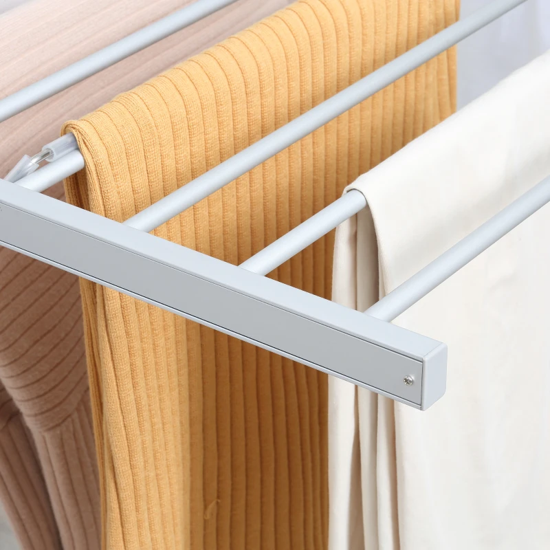 HOMCOM Tendedero Eléctrico Plegable con Alas Secador de Ropa y Zapatos Marco de Aleación de Aluminio 134x66x100 cm Plata