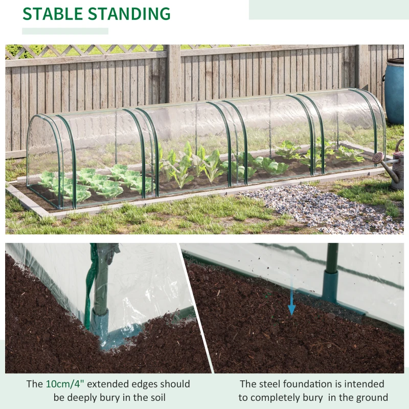 Outsunny 395  x 100 cm Low Tunnel Greenhouse - Clear