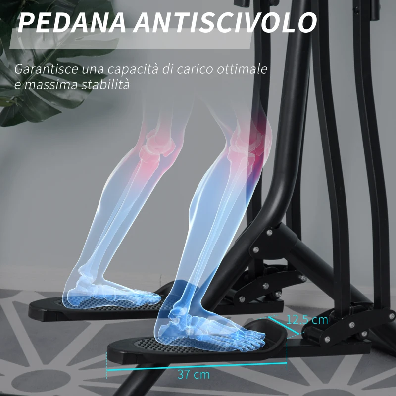 HOMCOM Air Walker Cross Trainer Ellittica per Fitness Allenamento a Casa con Display Nero