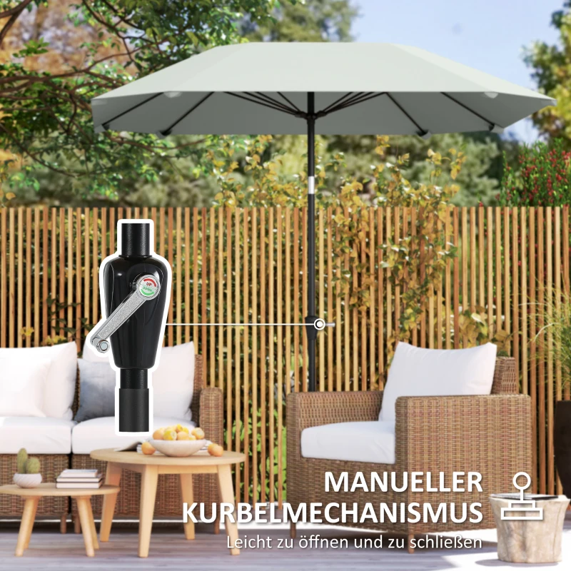 Outsunny 2,3 m Parasol zonder Basis, Verstelbare Terrasparasol met Kruk, Polyester, Aluminium, Fiberglas, Donkergrijs