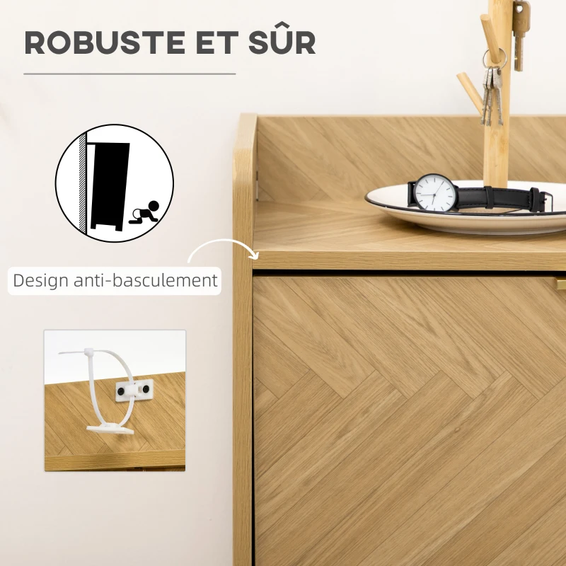 HOMCOM Meuble à chaussures à 2 abattants pour petit entrée salon chambre 70 x 30 x 120 cm