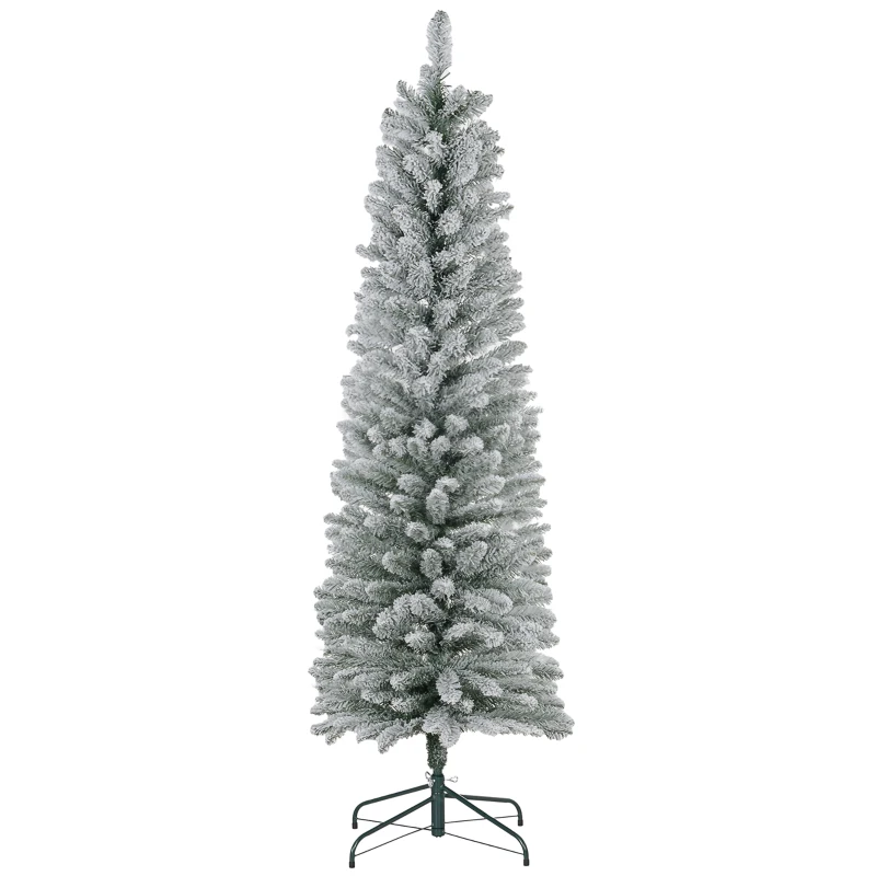 HOMCOM 6ft Artificial Snowy Pencil Christmas Tree - White