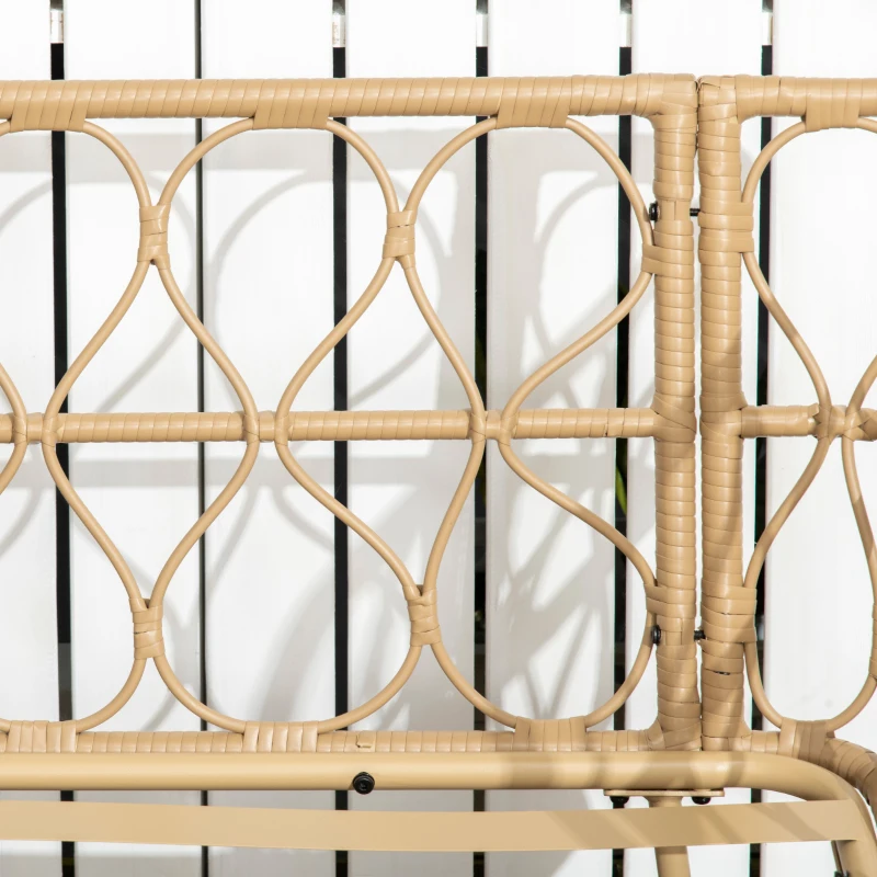 Outsunny Salotto da Giardino in Rattan Stile Boho con Divano 2 Posti, 2 Poltrone e Tavolino con Vetro