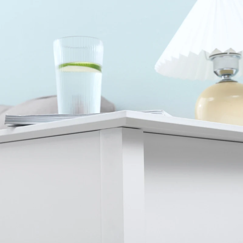 HOMCOM Mesa Auxiliar con Tapa Abatible Estante y Orificio para Cables para Salón Cama Dormitorio 60,5x32,5x70 cm Blanco