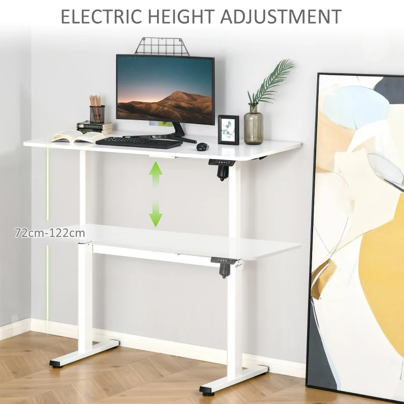 Vinsetto Electric Height Adjustable Standing Desk Sit Stand Desk with Large Desktop, Motor, Stand up Desk for Home Office, White