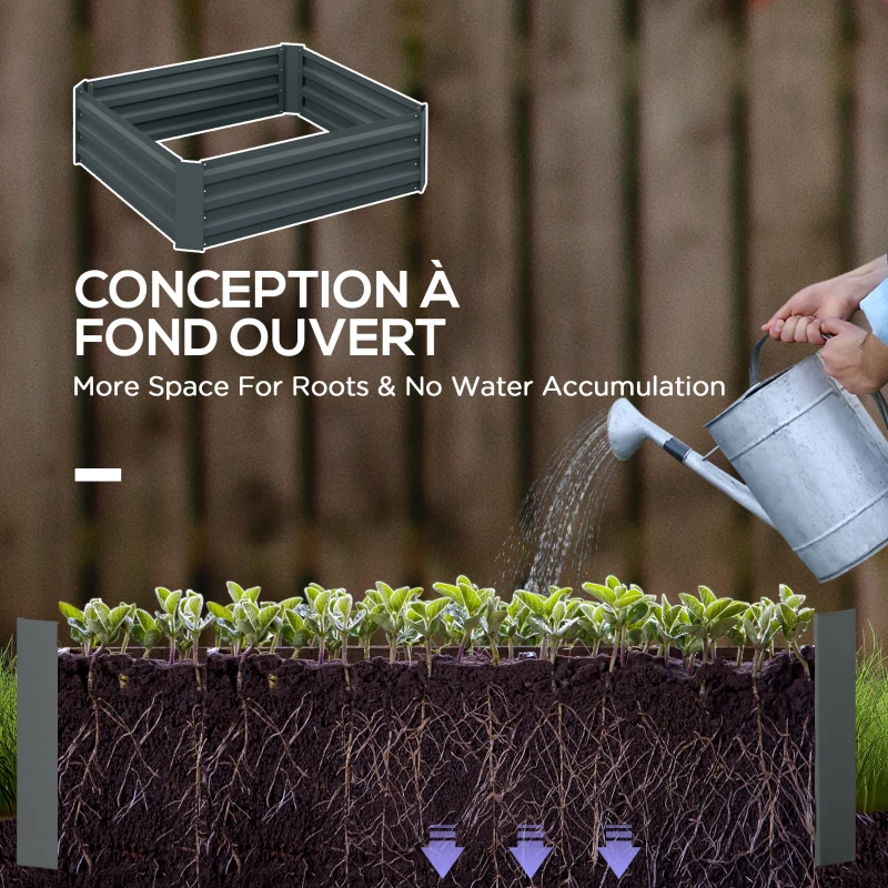 Outsunny Lot de 2 carré potager de jardin dim. 100L x 100l x 30H cm - tôle d'acier ondulée vert