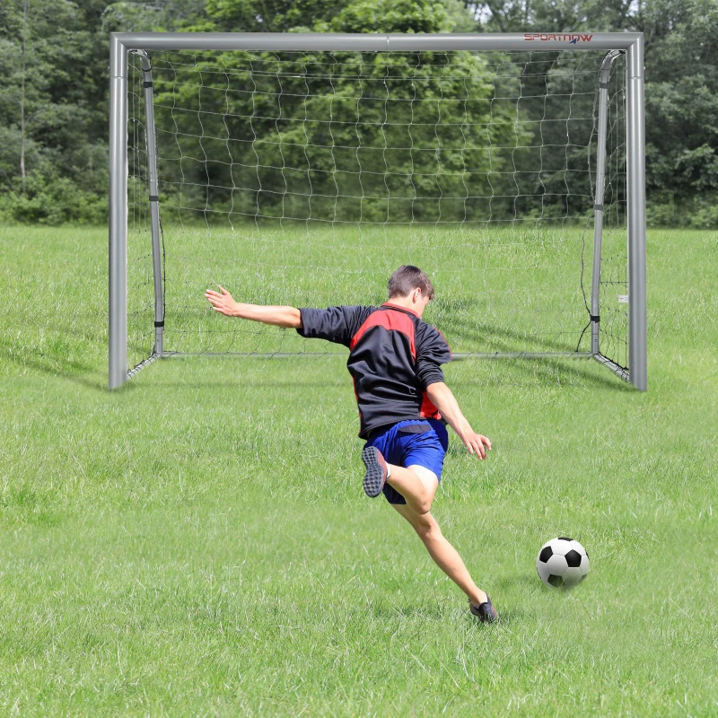 SPORTNOW 8ft x 5ft Football Goal, Set of 2 Football Net for Garden, Training Goal with Ground Stakes, Steel Frame