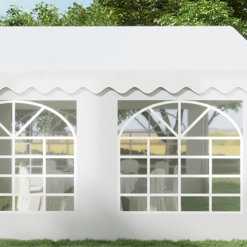 Outsunny 4m x 4m Marquee Party Tent, Heavy Duty Wedding Canopy with Sidewalls, Doors, Windows, Galvanised Garden Gazebo for Parties Events, White