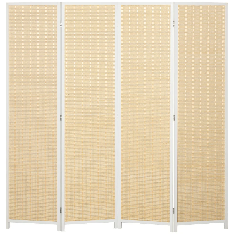 HOMCOM Paravent en bois séparateur de pièce closion de séparation pliable 4 panneaux 180 x 180 cm bois naturel