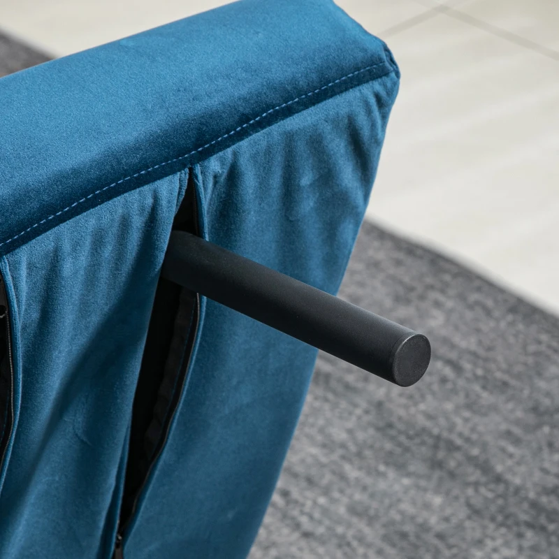 HOMCOM Canapé convertible 2 places avec dossier réglable à 5 niveaux et 2 coussins rembourrés, revêtement effet velours, bleu