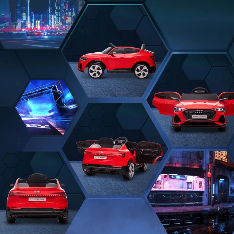 HOMCOM Macchina Elettrica per Bambini 12V con Telecomando, Velocità 3-8km/h, Luci e Musica, Età 3-5 Anni, Rosso