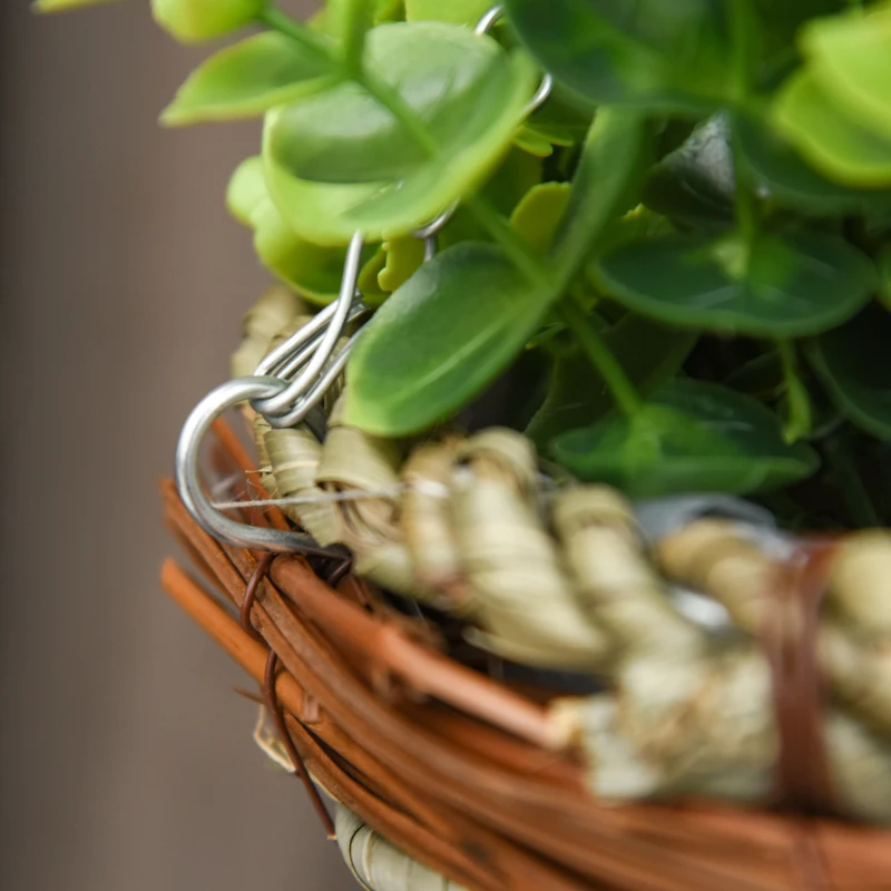 Outsunny Pack of 2 Artificial Clematis Flowers Hanging Planter Basket for Indoor Outdoor Decoration