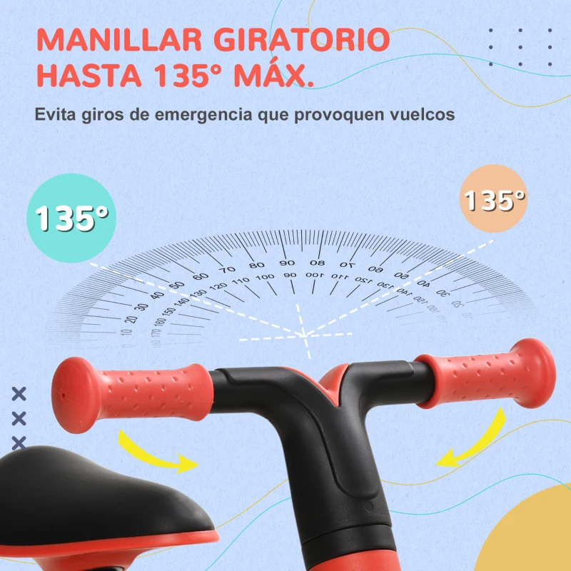 AIYAPLAY Bicicleta sin Pedales para Niños de + 18 Meses Triciclo Infantil con Sillín Ajustable en 30-36,5 cm 66,5x34x46,5 cm Rojo
