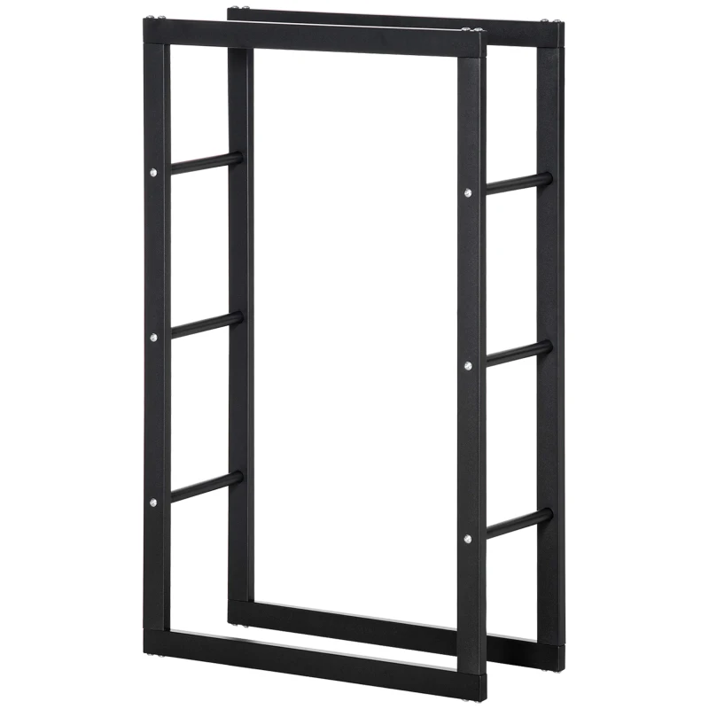 HOMCOM Range bûches Etagère porte bois de cheminée porte-bûches design contemporain charge max. 100 Kg dim. 60L x 25l x 100H cm métal noir