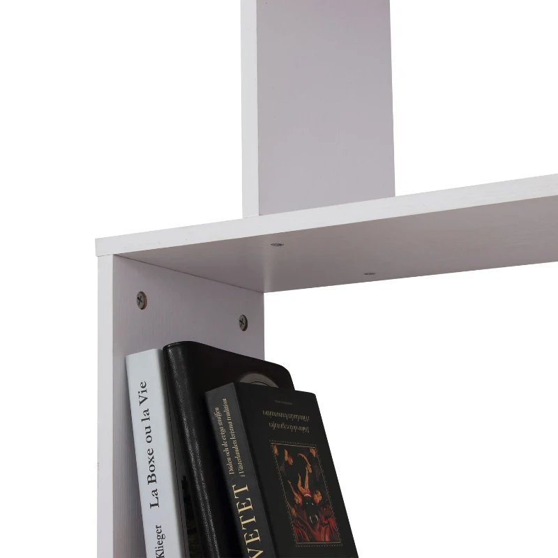 Homcom Bibliothèque Étagère Zig Zag en Bois Blanc 80 x 25 x 192 cm