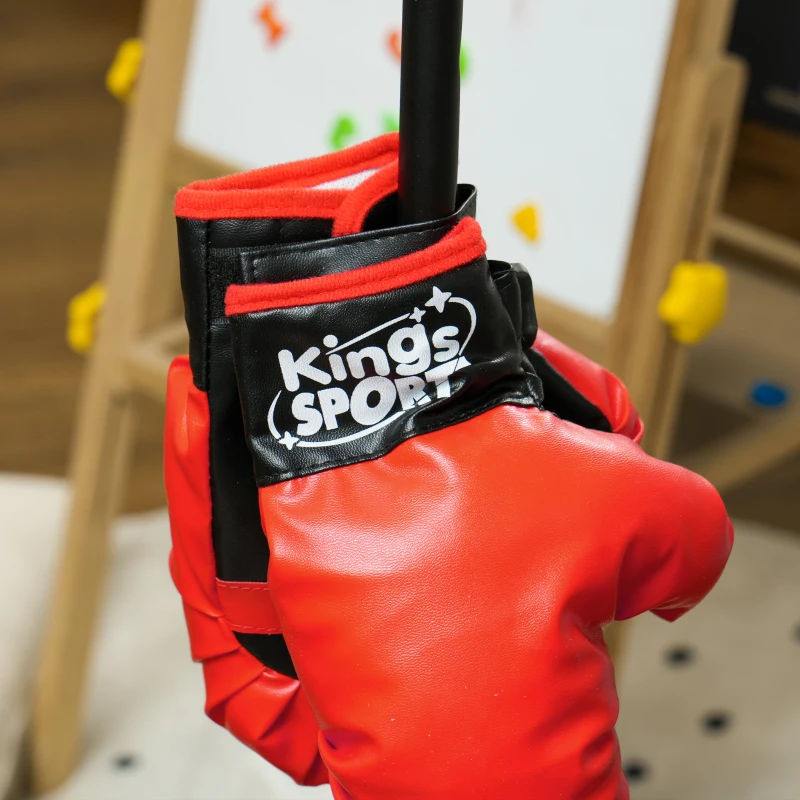 AIYAPLAY Saco de Boxeo para Niños de +5 Años con Guantes de Boxeo Altura Ajustable de 122,5-147 cm y Base Rellenable Rojo