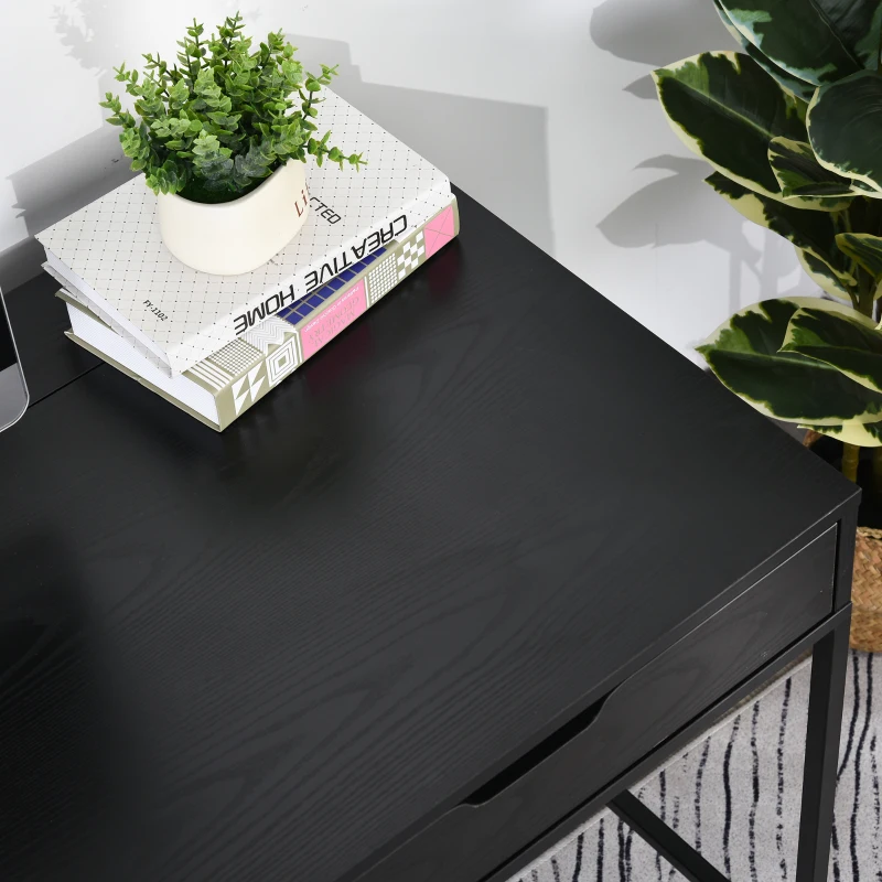 HOMCOM Bureau Informatique Style Industriel Grand Plateau dim. 120L x 60l x 75H cm 2 tiroirs Panneaux Particules métal Noir