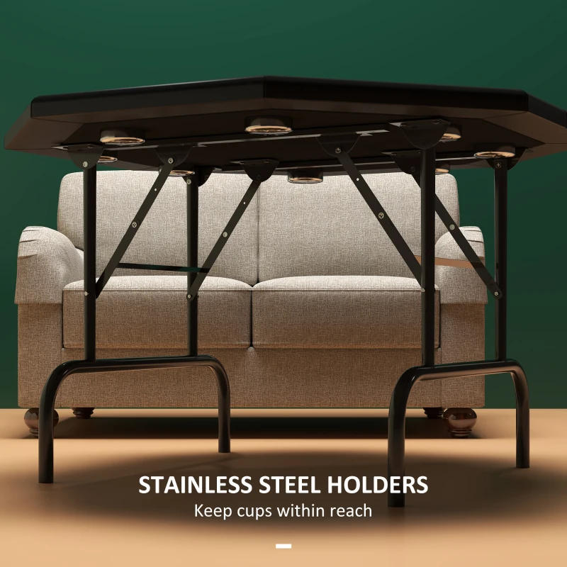 SPORTNOW 8 Player Folding Poker Table, Portable Octagon Blackjack Table with Cup Holders, Padded Edge, Green