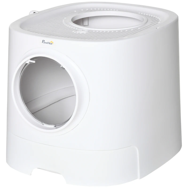 PawHut Bac à litière pour chat maison de toilette avec deux portes et une pelle dim. 43L x 51l x 38H cm - blanc