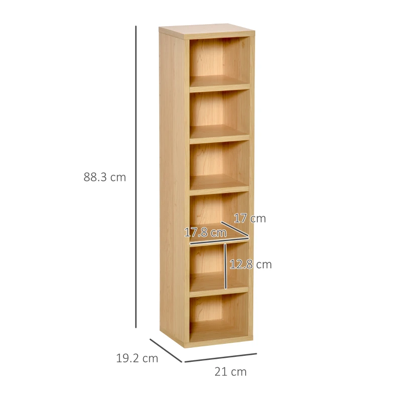HOMCOM Scaffale Porta CD Set di 2 Pezzi con 6 ripiani 102 CD da Casa in Legno MDF 21 x 19.2 x 88.3cm Legno naturale