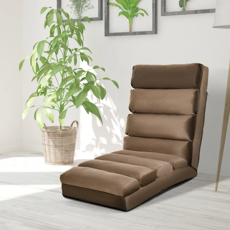 HOMCOM Floor Sofa Bed Folding Adjustable Floor Lounger Sleeper Futon Mattress Seat Chair, Brown