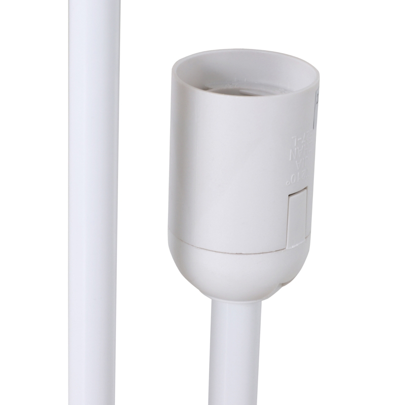 HOMCOM Floor Lamp for Living Room, 120cm Modern Standing Lamp with Linen Shade and Wooden Base, Cream