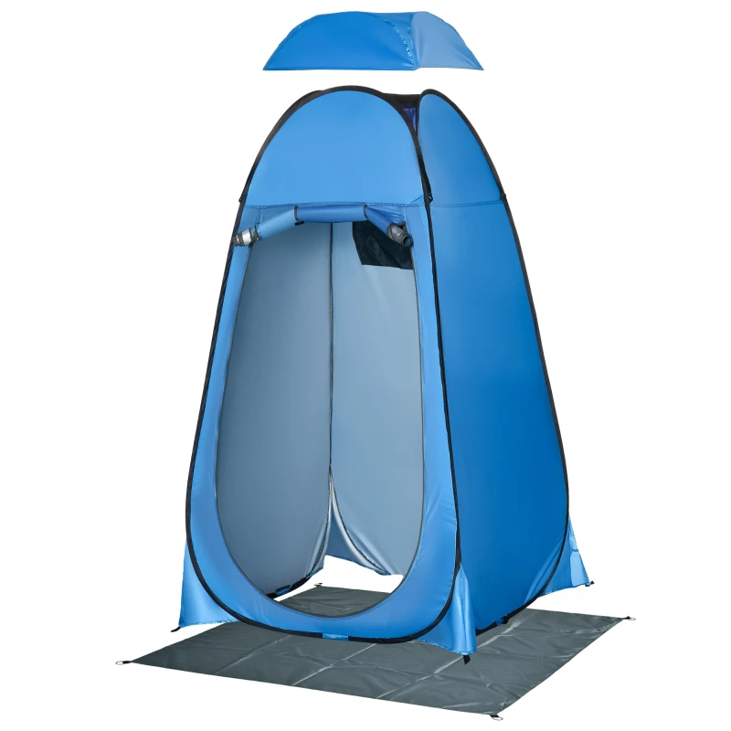 Outsunny Shower Tent, Pop Up Toilet Tent Privacy Tent, Outdoor Changing Dressing Bathing Shelter with Portable Carrying Bag and Removable Floor, for Camping Travel Fishing Hiking, Blue