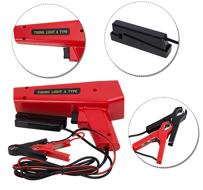 HOMCOM Pistola Stroboscopica d'Accensione con Luce Flash Xenon per Motori a Benzina, 23.5x15.5x6.7 cm, Rossa