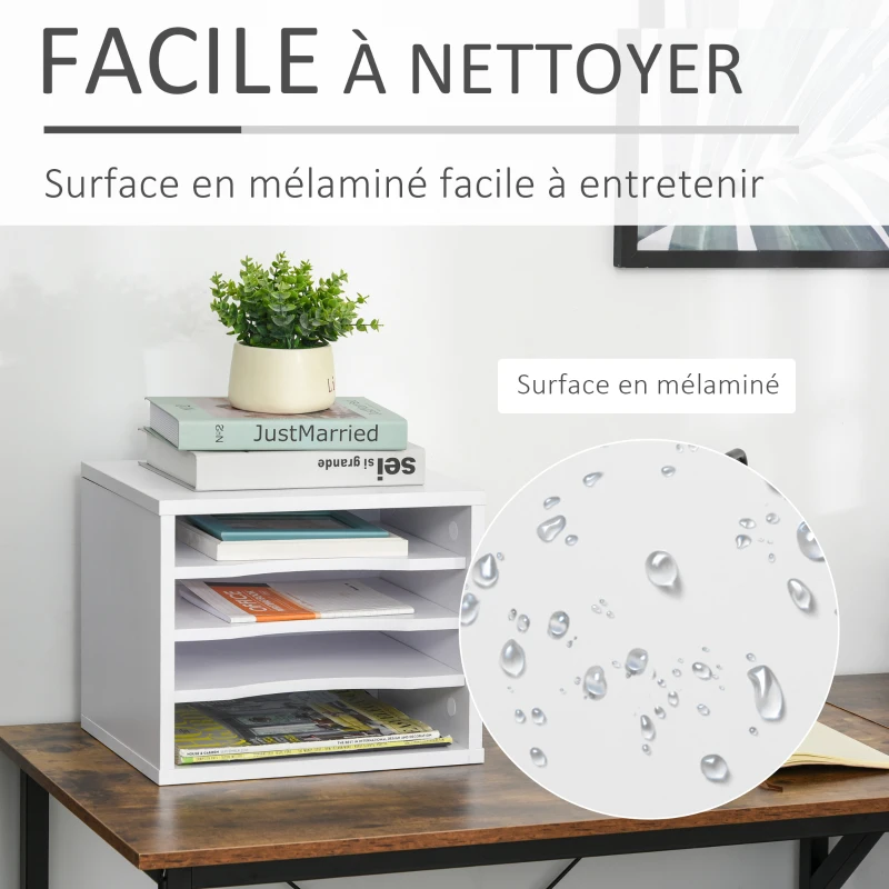 Vinsetto Lot de 2 organiseurs bureau bois blanc avec couches fournitures support d'imprimante dim. 35,5L x 25l x 28,6H cm