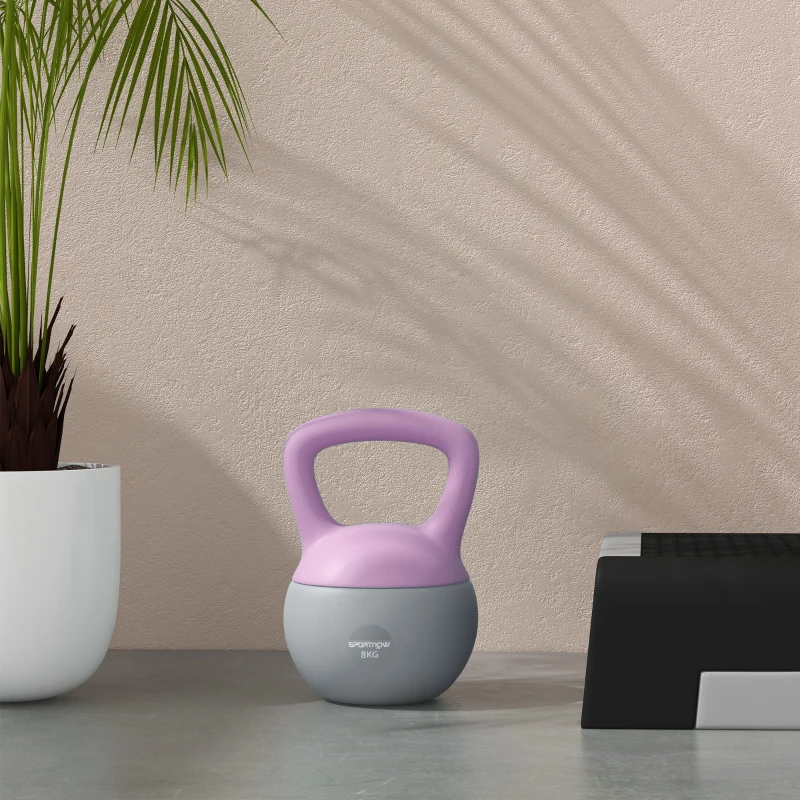 SPORTNOW 8KG Soft Kettlebell, Kettlebell with Non-Slip Handle for Home Gym, Weight Lifting, Strength Training, Purple/Grey