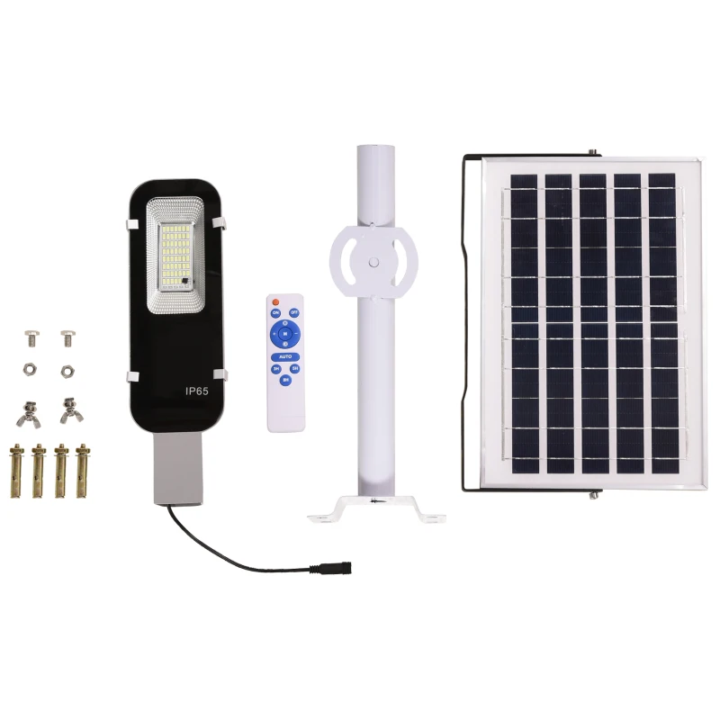 Outsunny Lampada Solare da Giardino a LED, Luce Regolabile e Timer con Telecomando, 68x37x16cm, Nero