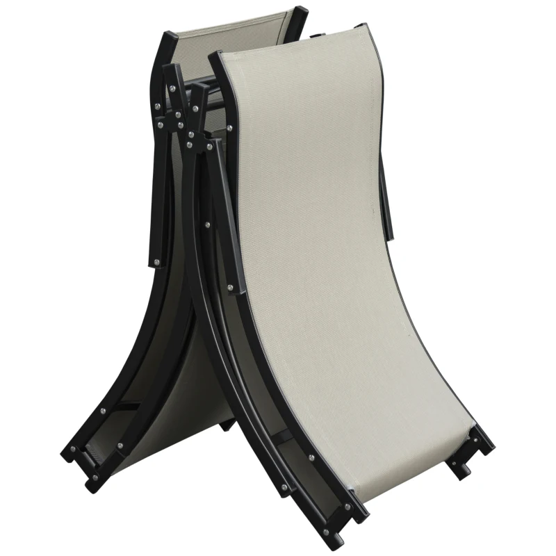 Outsunny Set 2 Sdraio da Giardino Pieghevoli, Lettino Prendisole in Alluminio e Textilene, 61x165x63cm