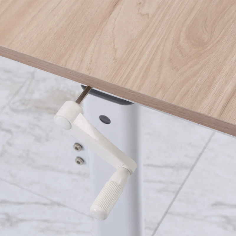 Vinsetto Scrivania Regolabile in Altezza con Regolazione Manuale a Manovella, 120x60x72-117cm, Bianco