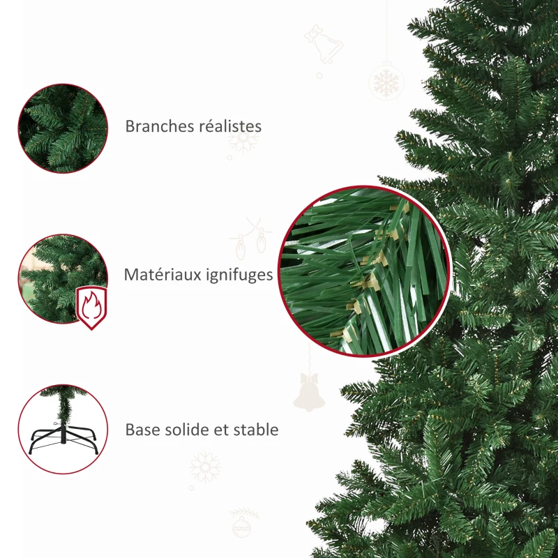 HOMCOM Sapin de Noël Artificiel 150H cm 454 Branches épines Imitation Nordmann Grand réalisme Vert