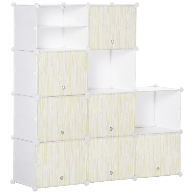 HOMCOM Armario Modular de Plástico Armario Portátil con 12 Cubos Organizador de Zapatos 125x32x125 cm Blanco