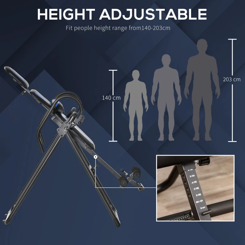 HOMCOM Foldable Gravity Inversion Table, Back Therapy Fitness Bench, with Soft Ankle Cushions, for Home
