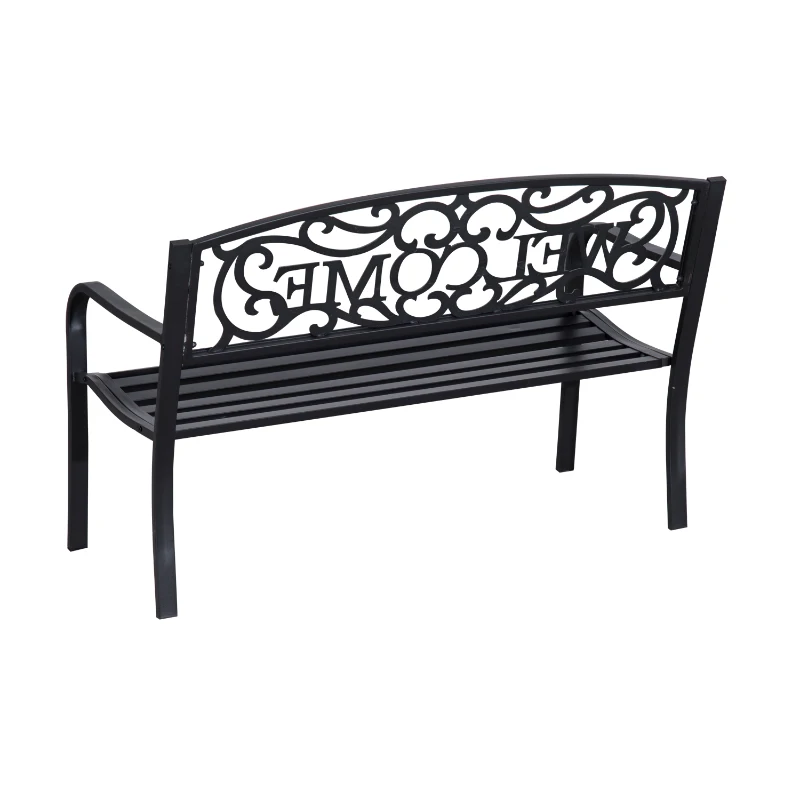 Outsunny Banc 2 Places de Jardin dim. 127L x 60l x 87H cm métal époxy anticorrosion Fonte Noir
