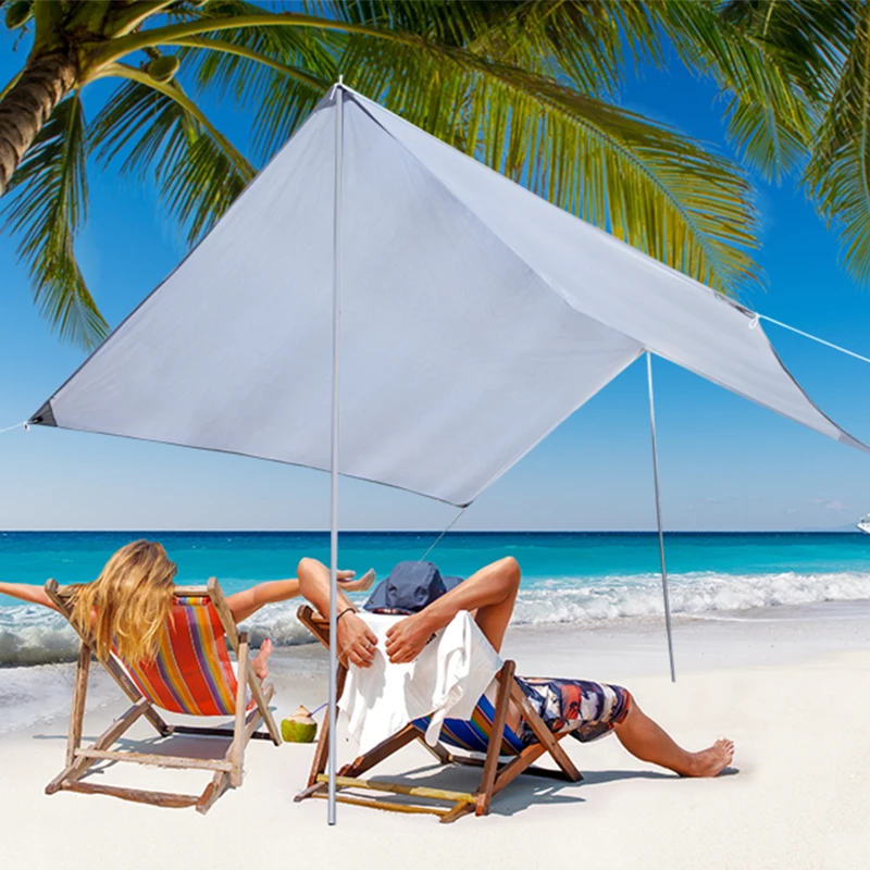 Outsunny 3(m) Awning Sail Shade Canopy Pole Kit Adjustable Pole With Rope Metal - White
