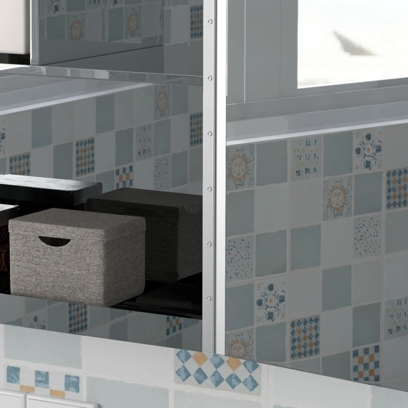 HOMCOM Armoire murale de salle de bain miroir placard de rangement 1 porte 3 niveaux étagère réglable 70 x 13 x 60 cm