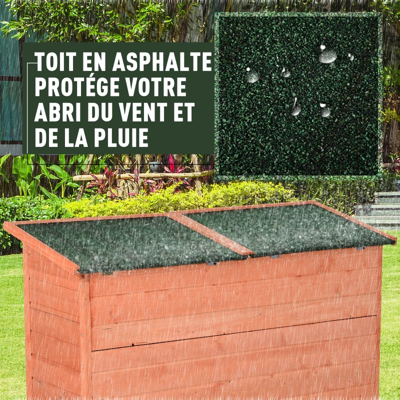 Outsunny Armoire de Jardin sur Pied Double Porte étagère et Toit bitumé relevable dim. 128L x 50l x 91H cm Bois Sapin pré-huilé