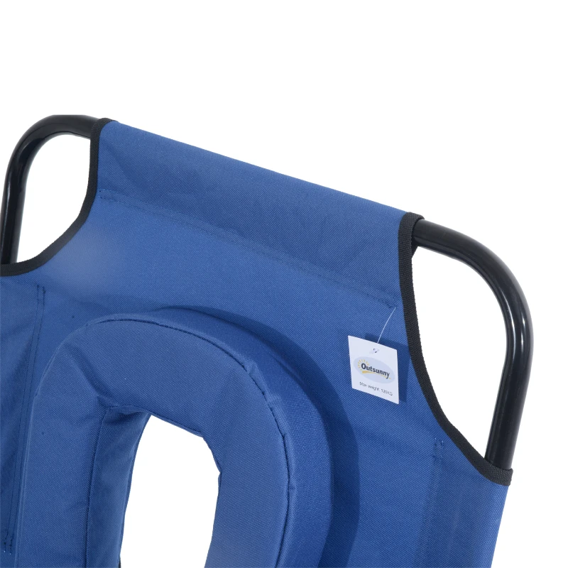 Outsunny Lot de 2 Bains de Soleil Pliable transat inclinable 4 Positions Chaise Longue de Lecture 3 Coussins fournis Bleu