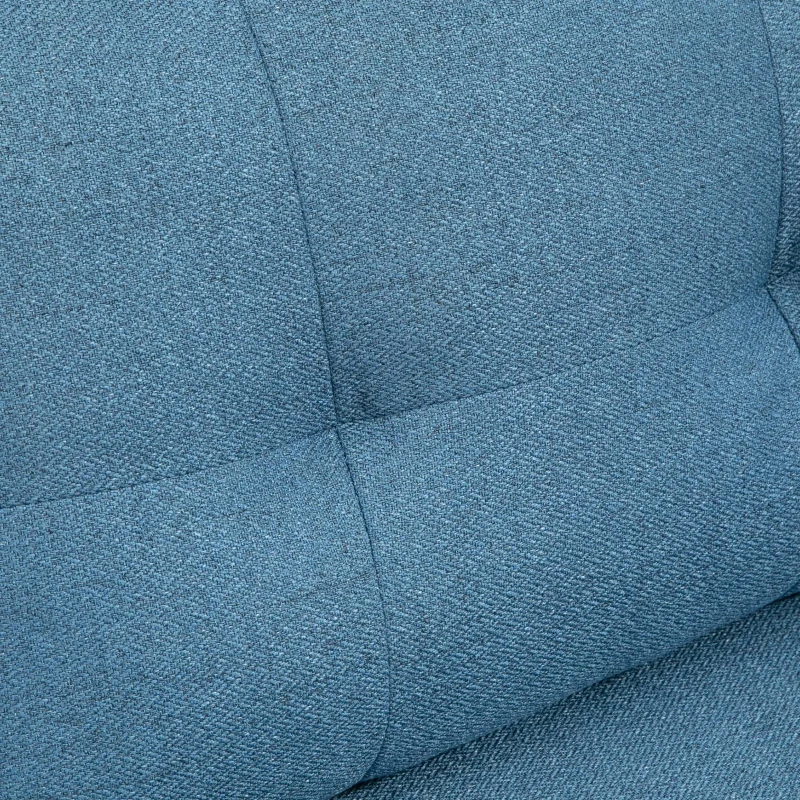 HOMCOM Canapé 2 places design scandinave tissu effet lin avec passepoil 139 x 68 x 80 cm bleu