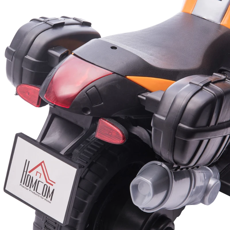 HOMCOM Moto Elettrica per Bambini 18-48 Mesi con Fari e Clacson, in PP e Metallo, 88.5x42.5x49 cm, Arancio