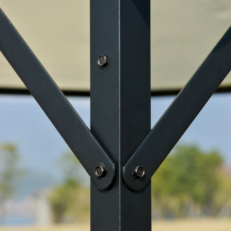 Outsunny Gazebo da Giardino 3x3m in Metallo con Doppio Tettuccio, Bianco e Crema