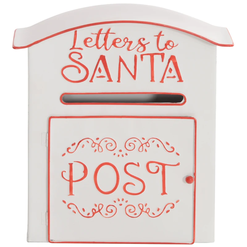 HOMCOM A5 Christmas Letter Postbox - White/Red