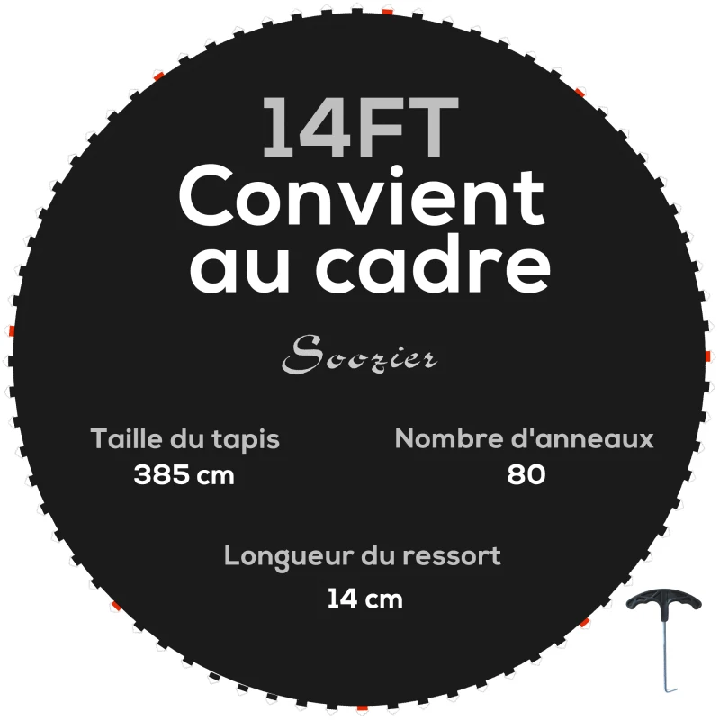 SPORTNOW Tapis de rechange pour trampoline tapis de saut de remplacement, compatible trampoline Ø 4,3 m et ressorts de 14 cm