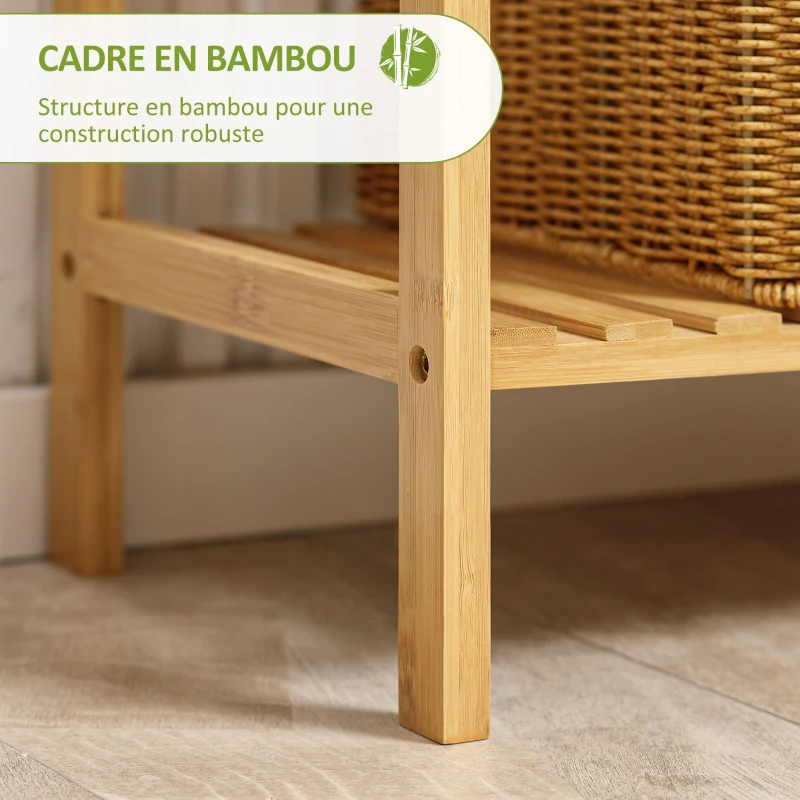HOMCOM Étagère de rangement en bambou à 5 niveaux, bibliothèque pour salon, chambre et bureau, 60 x 26 x 130 cm, bois naturel