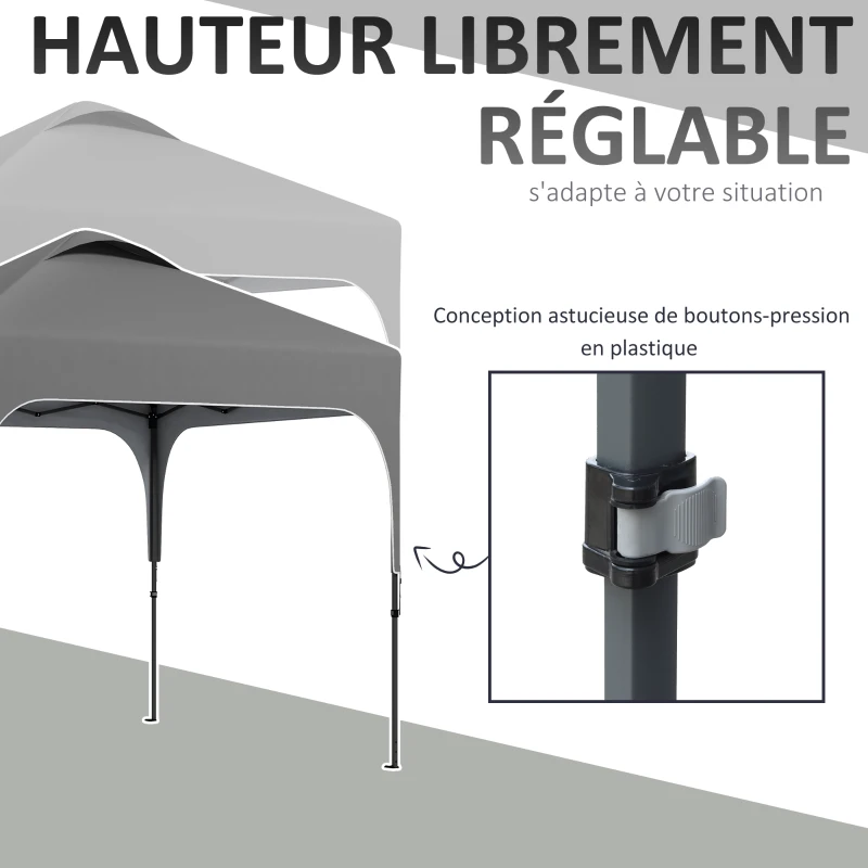 Outsunny Tonnelle de jardin Pop-up pliant 2,5 x 2,5 m hauteur réglable tissu Oxford anti UV50+ châssis acier sac de transport